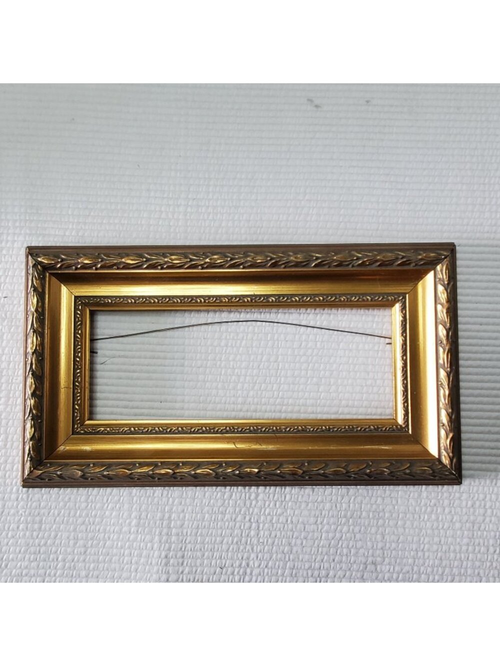 Vintage Picture Frame 13.5"x7.5" Gold Painted Wood Ornate Victorian Baroque